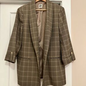 Brown Plaid Oversized Blazer